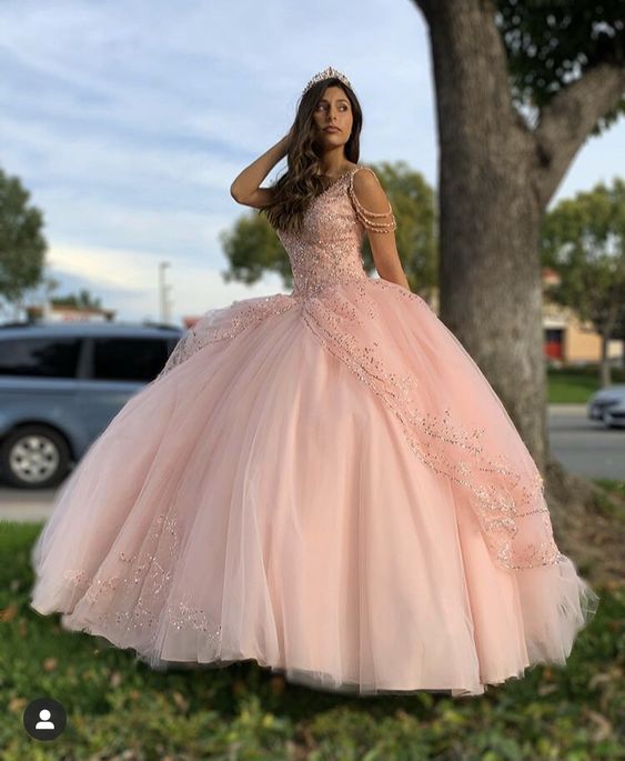 Pink Princess Ball Gown Quinceańera Dress Sweet 16 Dress fg1014