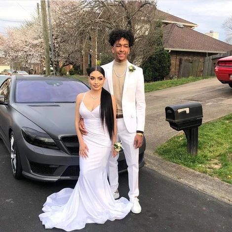 A-line V Neck White Prom Dress fg1609