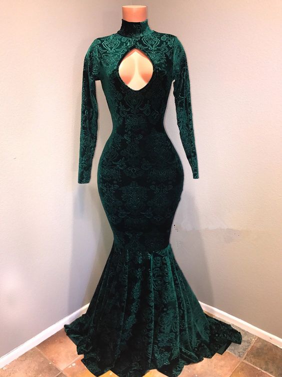 High Neck Velvet Mermaid Prom Dresses |Prom Dresses fg2215