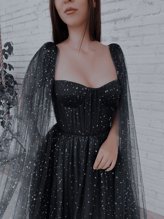 A-Line Black Sequin Long Prom Gown fg1076