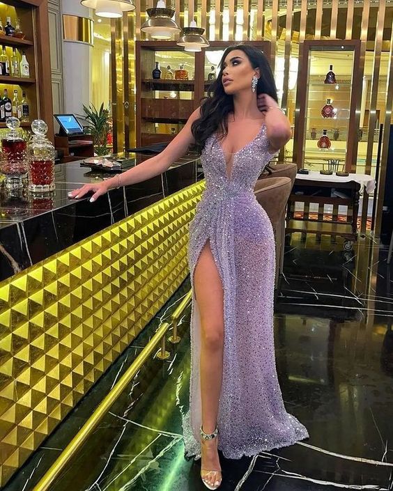 Purple Prom Gown,Long Sequin Prom Dress, Prom Party Dress fg2253
