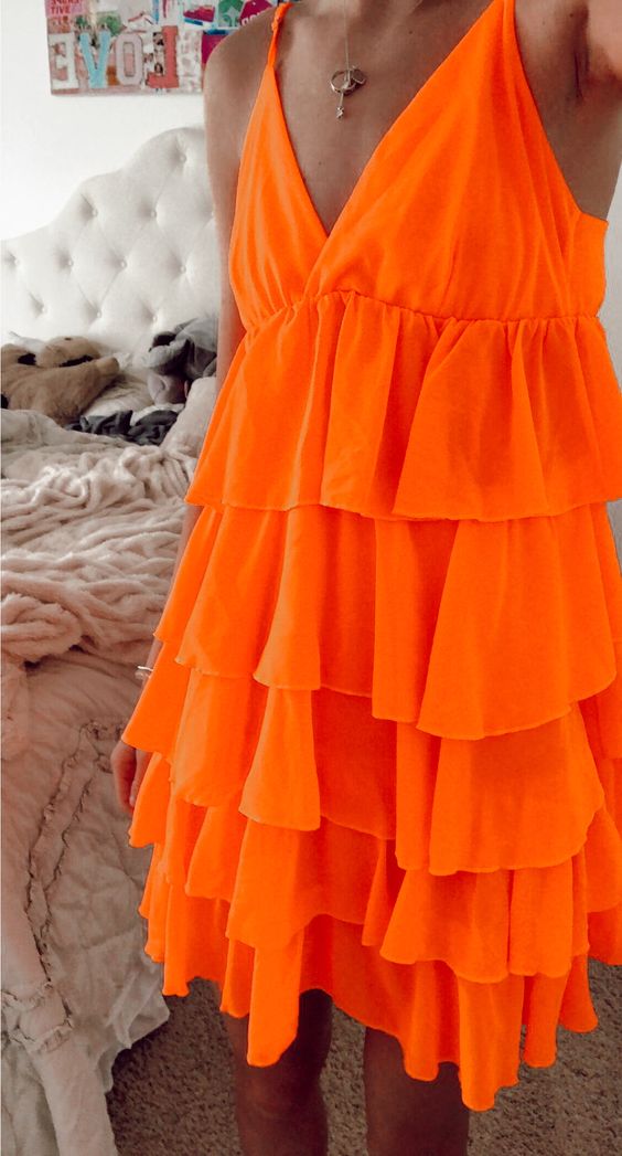 Orange party dress short cocktail dresses homecoming dress fg3272