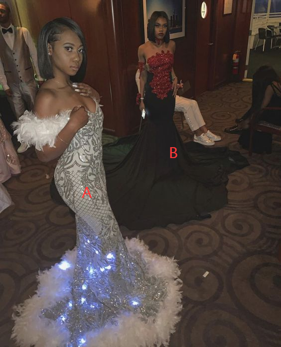Sexy Prom Dresses Luxury for Black Girl Mermaid Long Evening Gowns fg2043