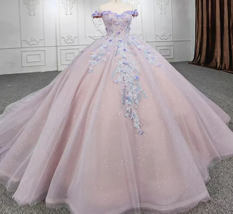 Sweetheart Off The Shoulder Beaded Floral Appliqué Quinceañera Ball Gown fg2711