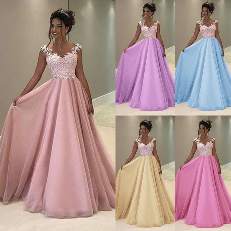 Lace Maxi Homecoming Bridesmaid Evening Party Princess Dress fg1859