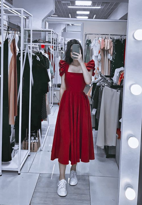 Simple red prom dress, red evening dress fg2949