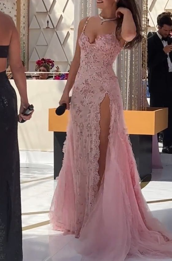 A line Pink Long Prom Dresses Party Evening Gowns fg3090