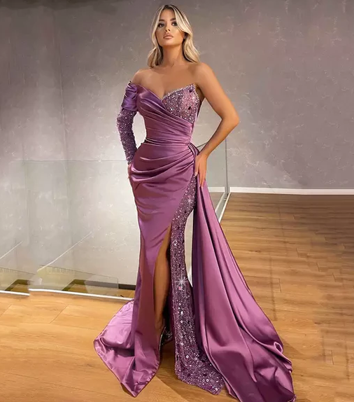 Purple Mermaid Evening Dress fg1182