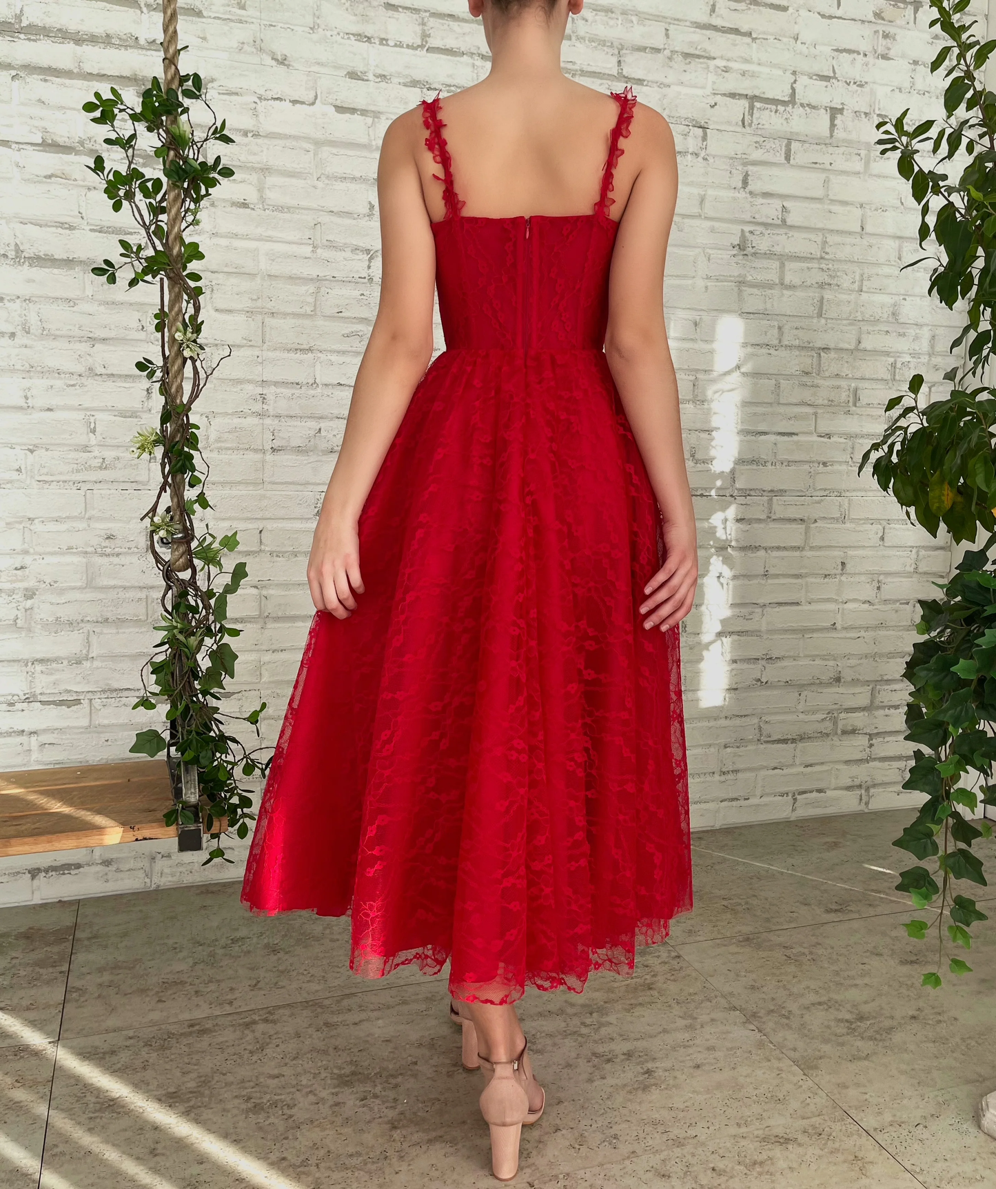 Red Lace Party Prom Dress Tulle Sweet 16 Gown fg3288