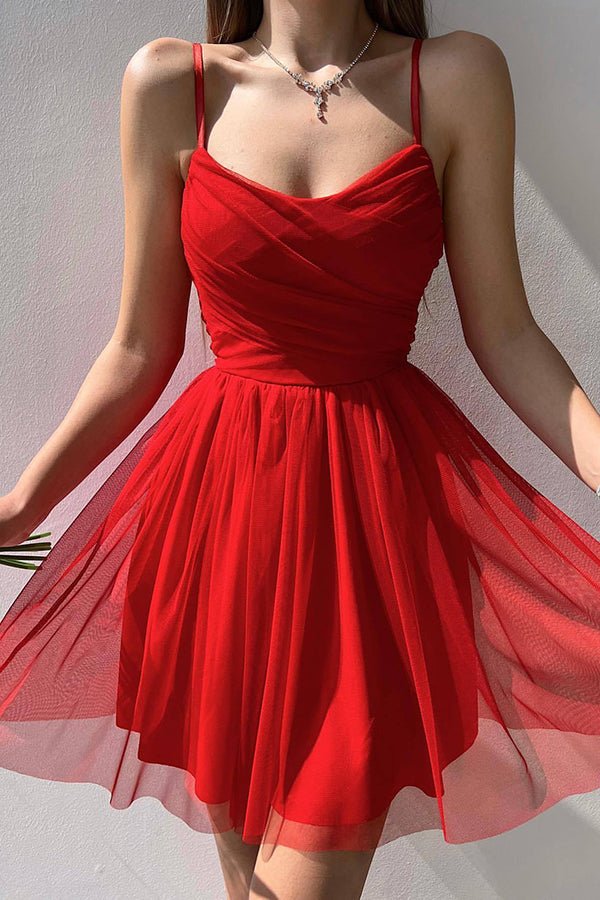 A Line Tulle Mini Dress Homecoming Dress fg350