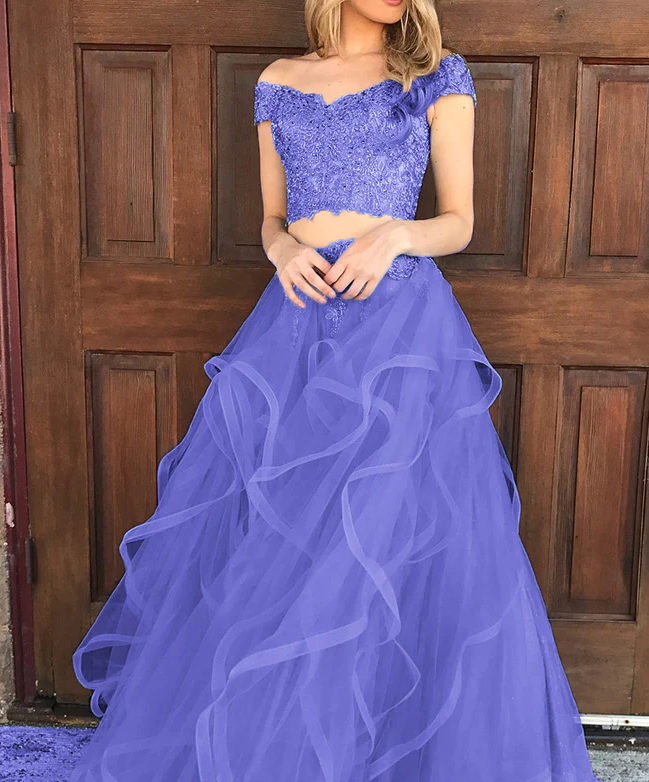Crop Top Two Piece Prom Dress For Teens Graduation Formal Gown fg499