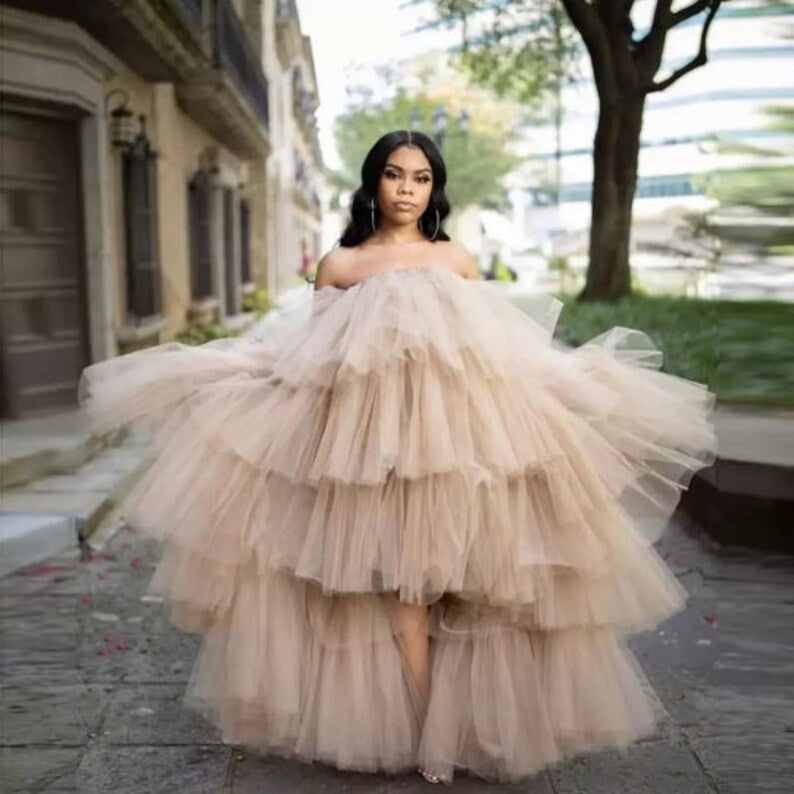 Romantic Tulle Prom Dress | Unique Prom Dress | Tulle Fairy Long Prom Dress For Women fg563
