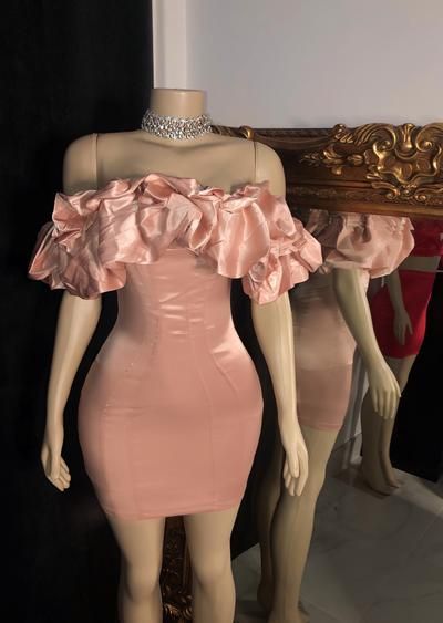 sexy tight party dress off the shoulder pink homecoming dress dance birthday dresses fg736