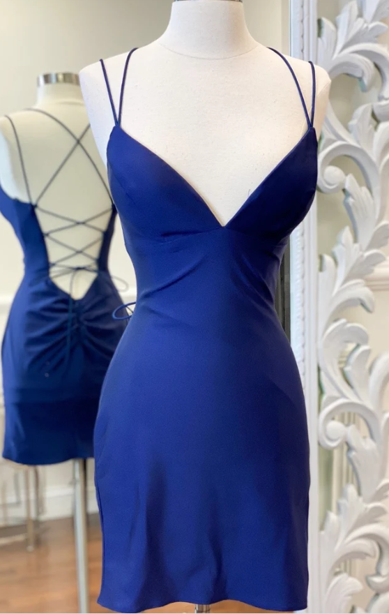 Short Backless Royal Blue Homecoming Dresses Simple Party Dresses fg751