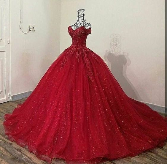 Red Prom Dresses, Popular Newest Evening Dresses, Ball Gown Long Dresses fg819