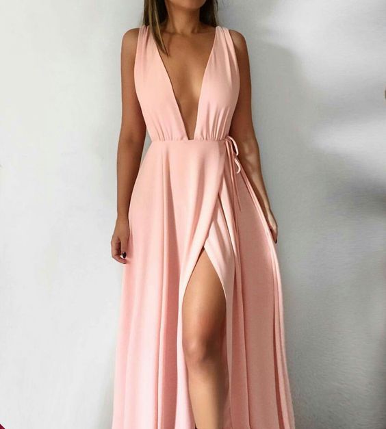Pink long formal prom dress, long evening party Gown fg880