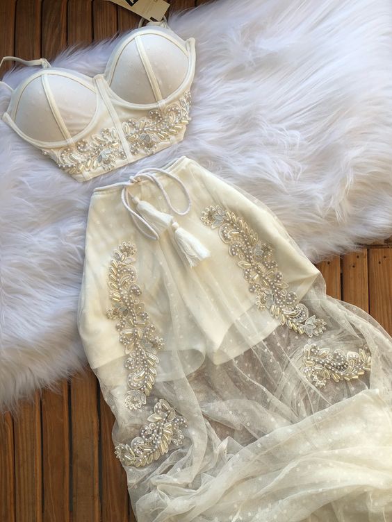 Two Piece long formal prom dress, long evening party Gown fg881