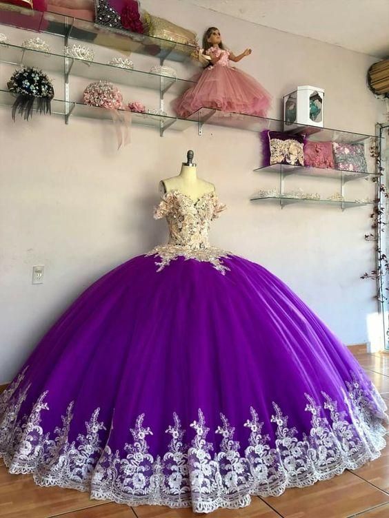 Purple Ball Gown Evening Dress Long Prom Gown fg947
