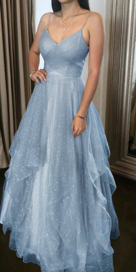 Blue Prom Dress Evening Dress Long Prom Gown fg949