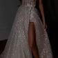 A Line Spaghetti Straps Sparkly Bohemian Wedding Dress          fg3982