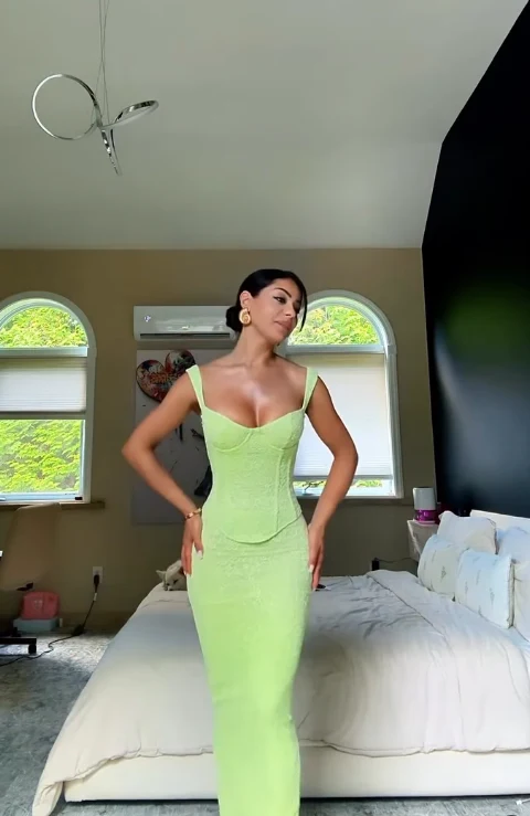 Stunning Two Piece Sheath Straps Green Lace Prom Dress Evening Dress fg8533