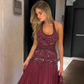 Neckholder-Ballkleid mit Perlenbesatz, langes Kleid zum 21. Geburtstag, Outfit fg8228