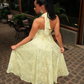 Yellow Halter Formal Dress Party Dress Long Evening Dress Prom Dresses    fg7820