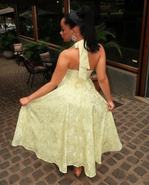 Yellow Halter Formal Dress Party Dress Long Evening Dress Prom Dresses    fg7820