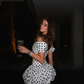A Line Off Shoulder Polka Dots Homecoming Dress Short Evening Dress Cocktail Dresses Short Party Dress   fg7962