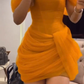 Orange Off Shoulder Short Evening Dress Cocktail Dresses Short Party Dress    fg7845