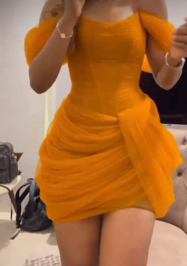 Orange Off Shoulder Short Evening Dress Cocktail Dresses Short Party Dress    fg7845