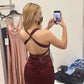 Simple Burgundy V Neck Long Party Dress Formal Prom Dress      fg6917
