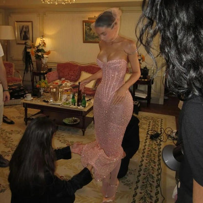 Strapless Ankle Length Evening Dress Woman Birthday Party Dress Celebrity Evening Party Outfit  fg8452