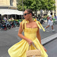 A Line Homecoming Dresses Yellow Bow Strap Prom Cocktail Party Gown       fg6229