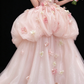 Pink Strapless 3D Floral Glitter Tulle Ball Gown Evening Dress fg9145