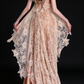 Champagne Halter 3D Floral Lace Sequin Mermaid Evening Dress fg9147