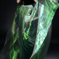 Black Velvet Strapless Mermaid Evening Gown with Iridescent Green Detachable Overskirt fg9029