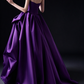 Purple Strapless Satin Ball Gown with Rhinestone Trim & Big Bow fg9035
