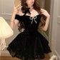 Black Off Shoulder Homecoming Dress Short Party Dress    fg7701