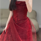 Burgundy Prom Party Dress Sleeveless Evening Dress Birthday Outfit  fg8677