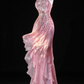 Pink Strapless Beaded Ruffle Mermaid Evening Dress fg9121