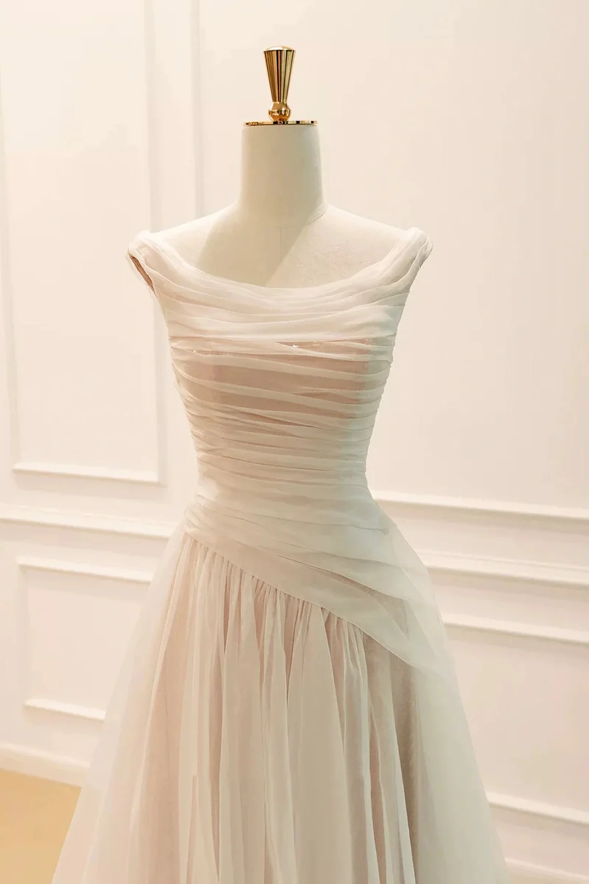 Light Champagne A-line Chiffon Prom Dress Party Dress, Simple Chiffon Wedding Party Dress  fg8730