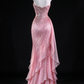 Pink Strapless Beaded Ruffle Mermaid Evening Dress fg9121