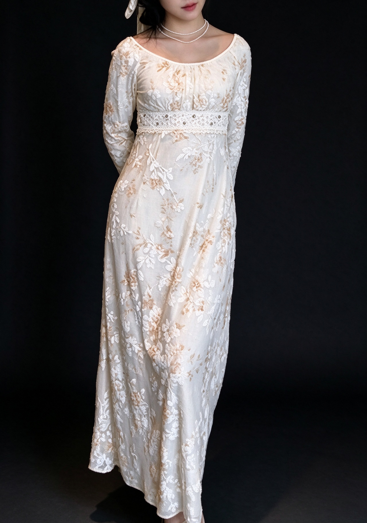 Floral Burnout Long Sleeve Boho Maxi Dress fg9066