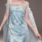 Mint Spaghetti Strap Beaded Cape Sleeve Mermaid Evening Gown fg9089