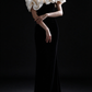 Black Off Shoulder Ruffle Mermaid Evening Gown fg9103