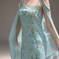 Mint Spaghetti Strap Beaded Cape Sleeve Mermaid Evening Gown fg9089