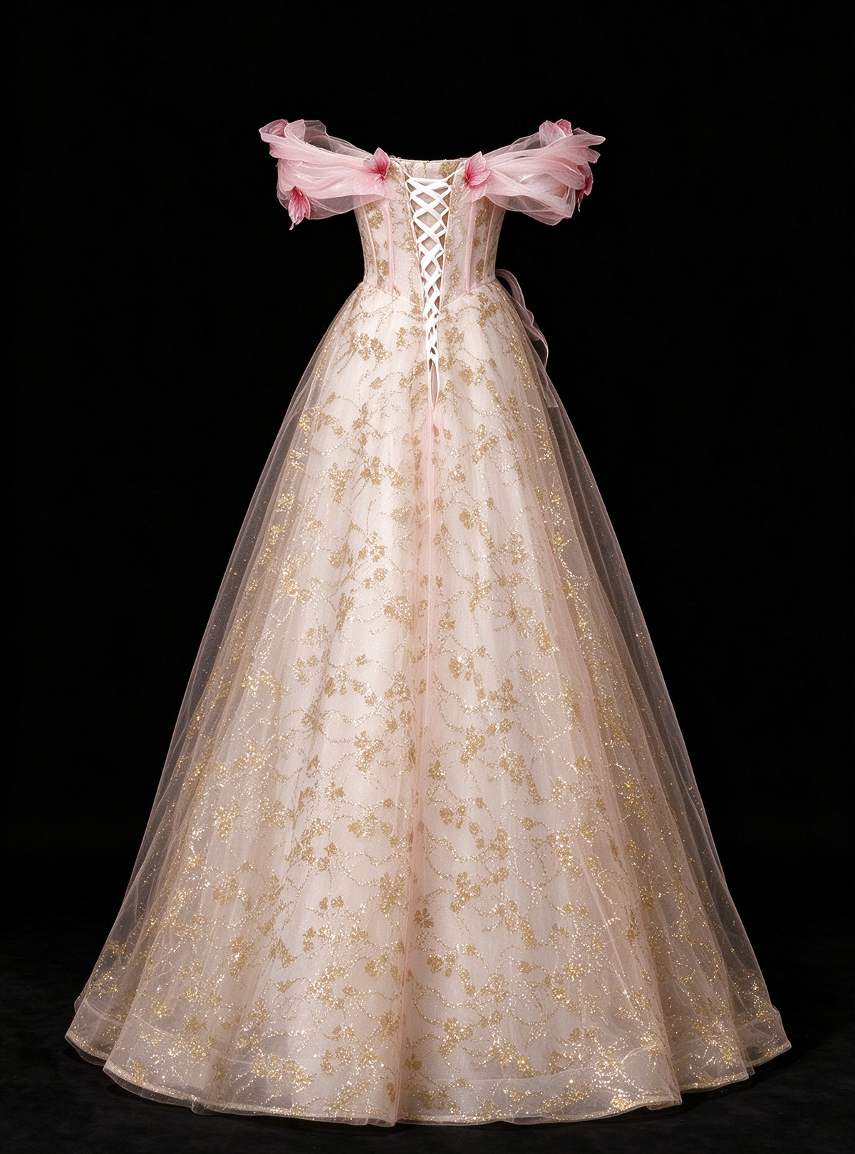 Blush Off Shoulder 3D Butterfly A Line Evening Dress fg9154