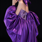 Purple Strapless Sequin Mermaid Evening Dress With Satin Puff Sleeves fg9155