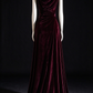 Burgundy Velvet Mermaid Evening Gown, Sleeveless Cowl Neck, Ruched Waist With Sweep Train,fg9003
